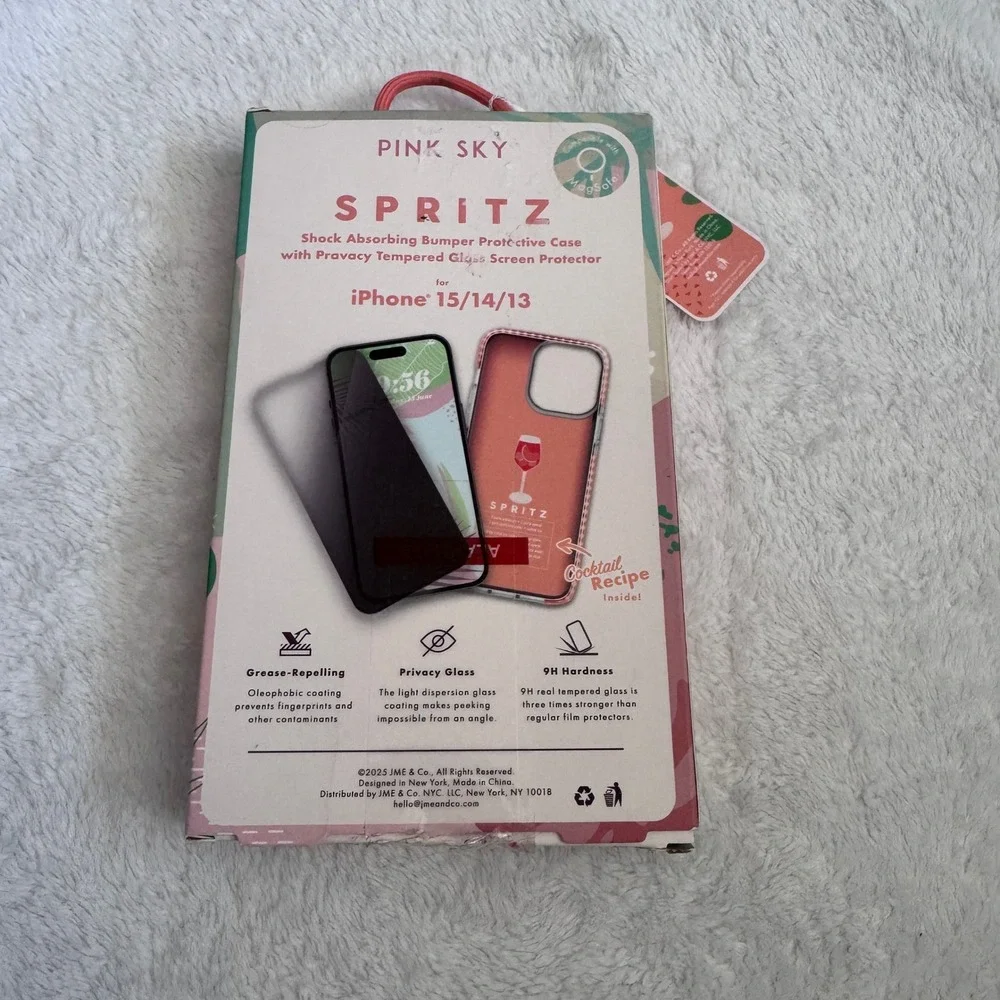 Pink‎ Sky Spritz for iPhone 15 14 13 MagSafe Case and Privacy Screen Protector